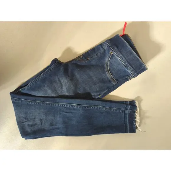 new Spanx Sz XS Pull-On Release Raw Hem Stretch High Rise Blue Skinny Jeans - Picture 2 of 6